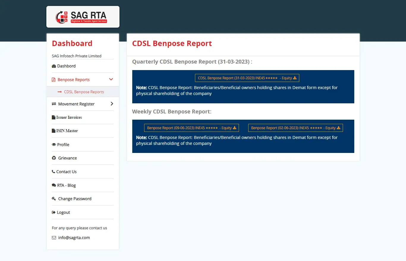 SAG RTA CDSL Benpose Report