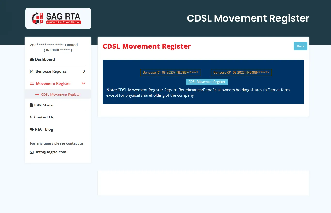 CDSL Movement Register