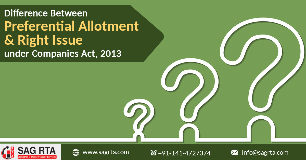 Difference Between Preferential Allotment & Right Issue under Companies Act, 2013